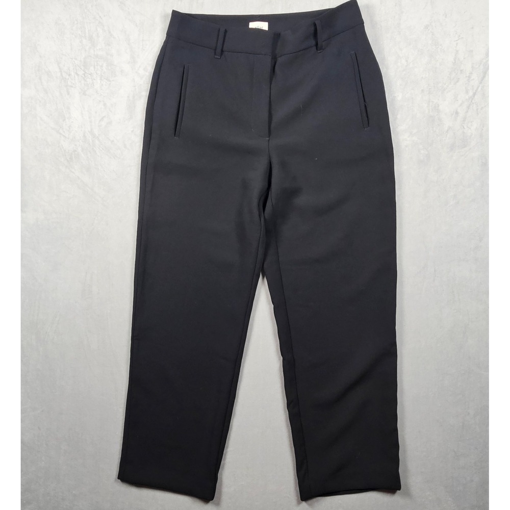 Aritzia Wilfred Pants Women's 12 Black Alanya High Rise‎ Wide Leg Pockets Office